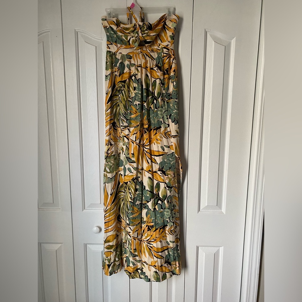 TROPICAL SUNDRESS - TIE TOP - WITH POCKETS AND SLIT ON SIDE - MEDIUM